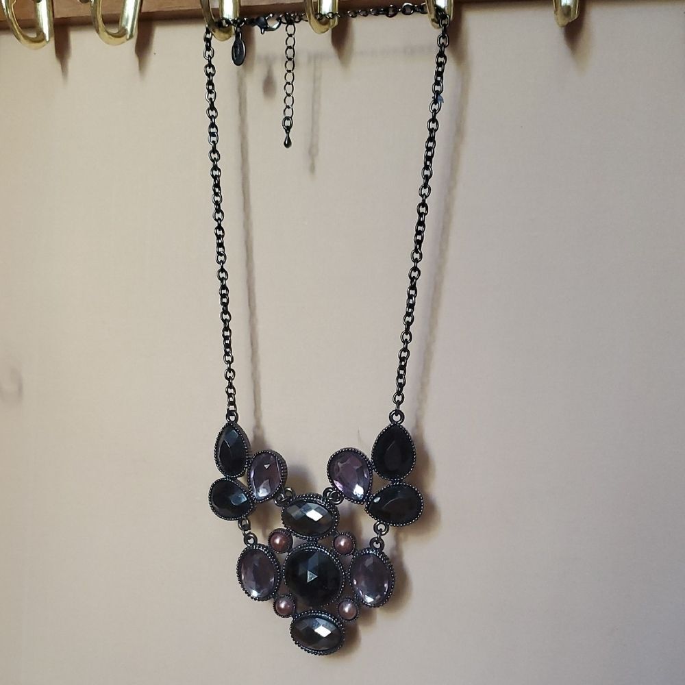 Cookie Lee Black and Bronze Gem Necklace